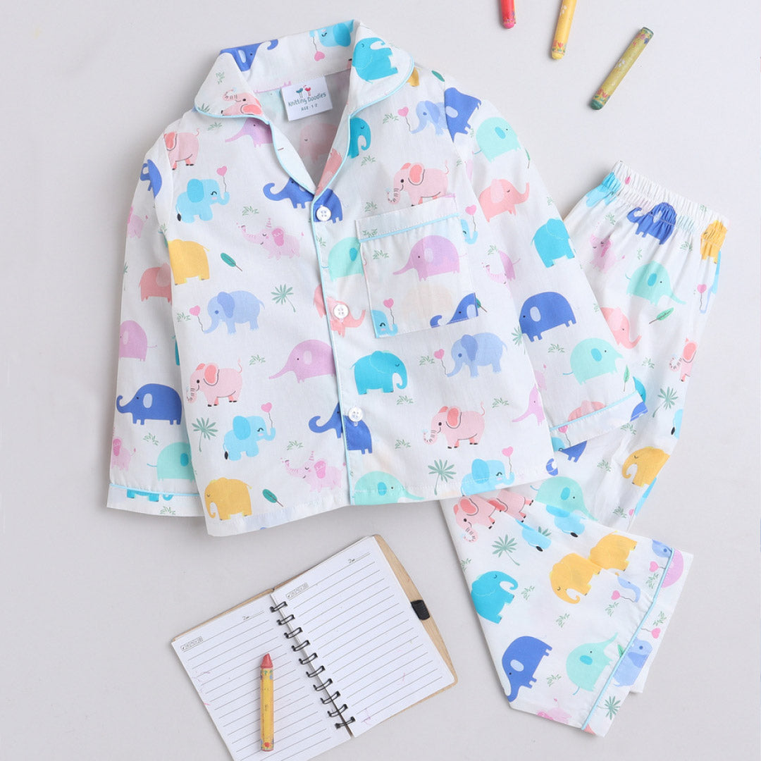 Elephants Theme Full sleeve Night Suit