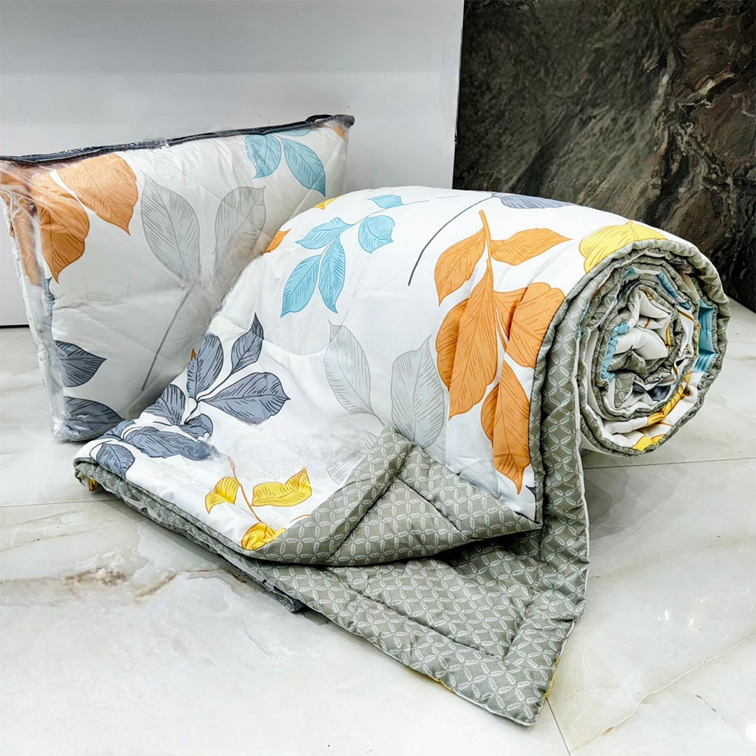 Foliage Pattern Theme Cotton Light Weight Comforter