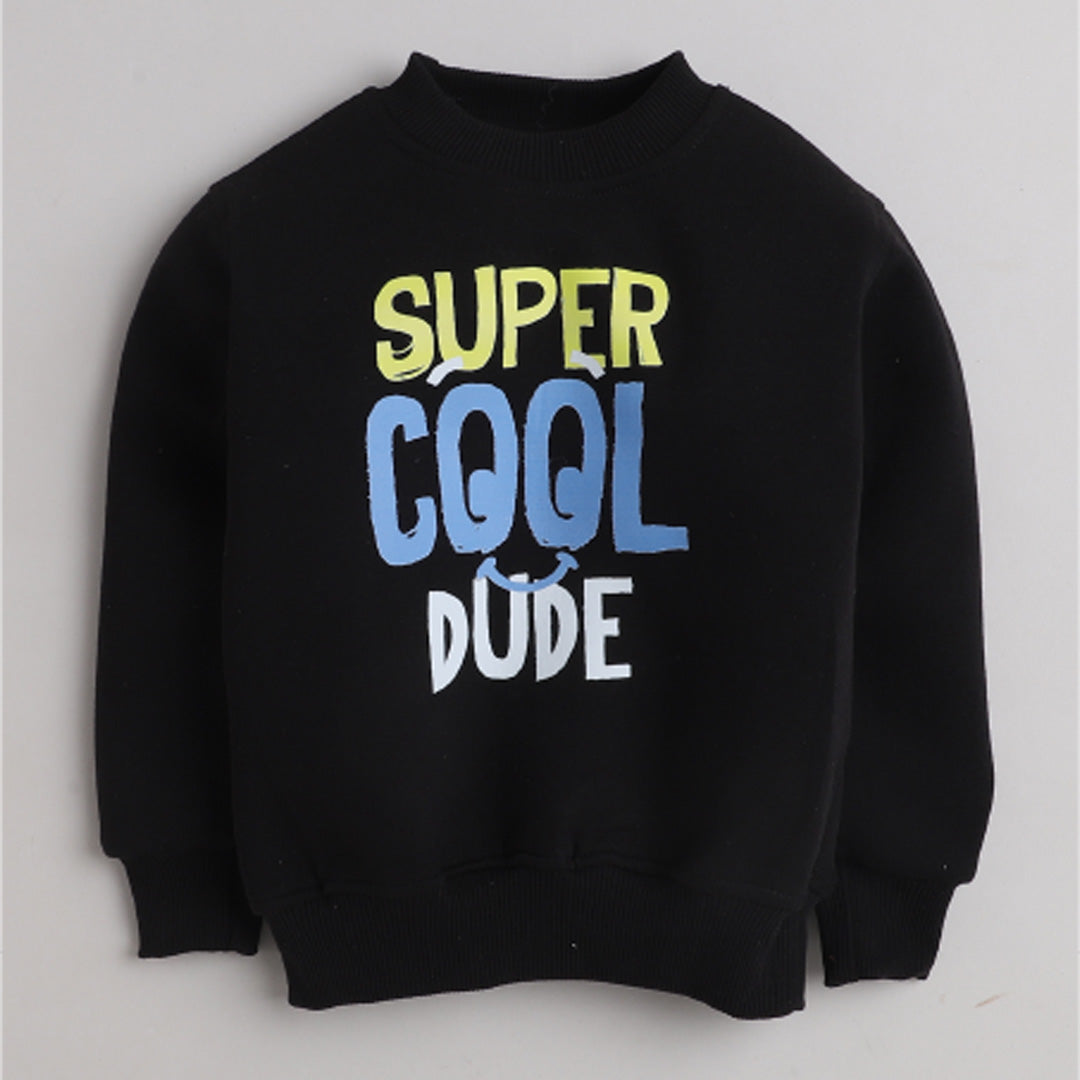 Unisex Full Sleeves Super Cool Dude Printed Jacket - Black