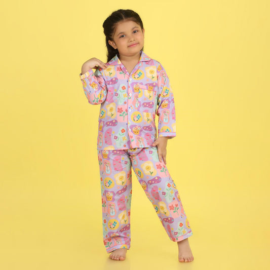 Girls Flower Print Nightsuit