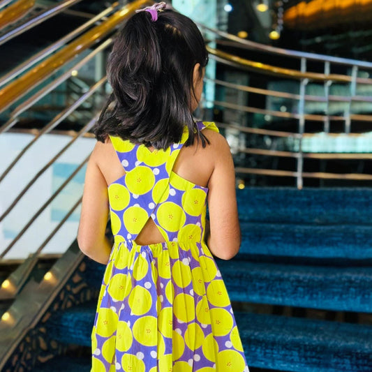 Lemon Sorbet Cotton Dress for Girls