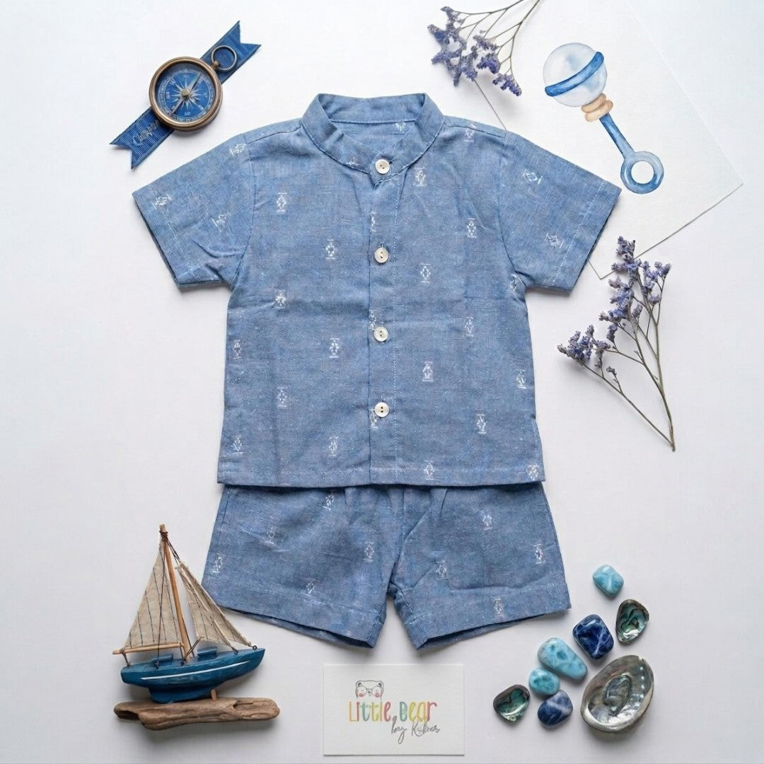 Boys Denim Cord Handloom Kurta – Premium Cotton Ethnic Wear