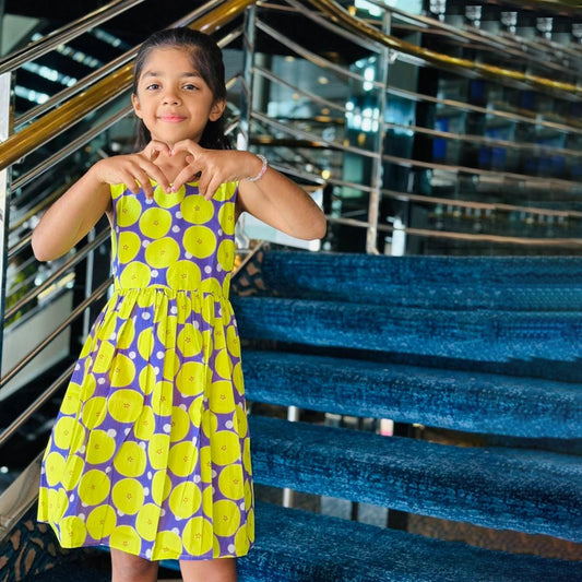 Lemon Sorbet Cotton Dress for Girls