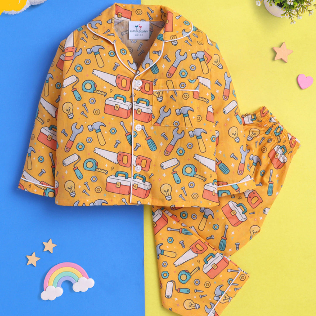Tool Box Printed Night Suit for Kids