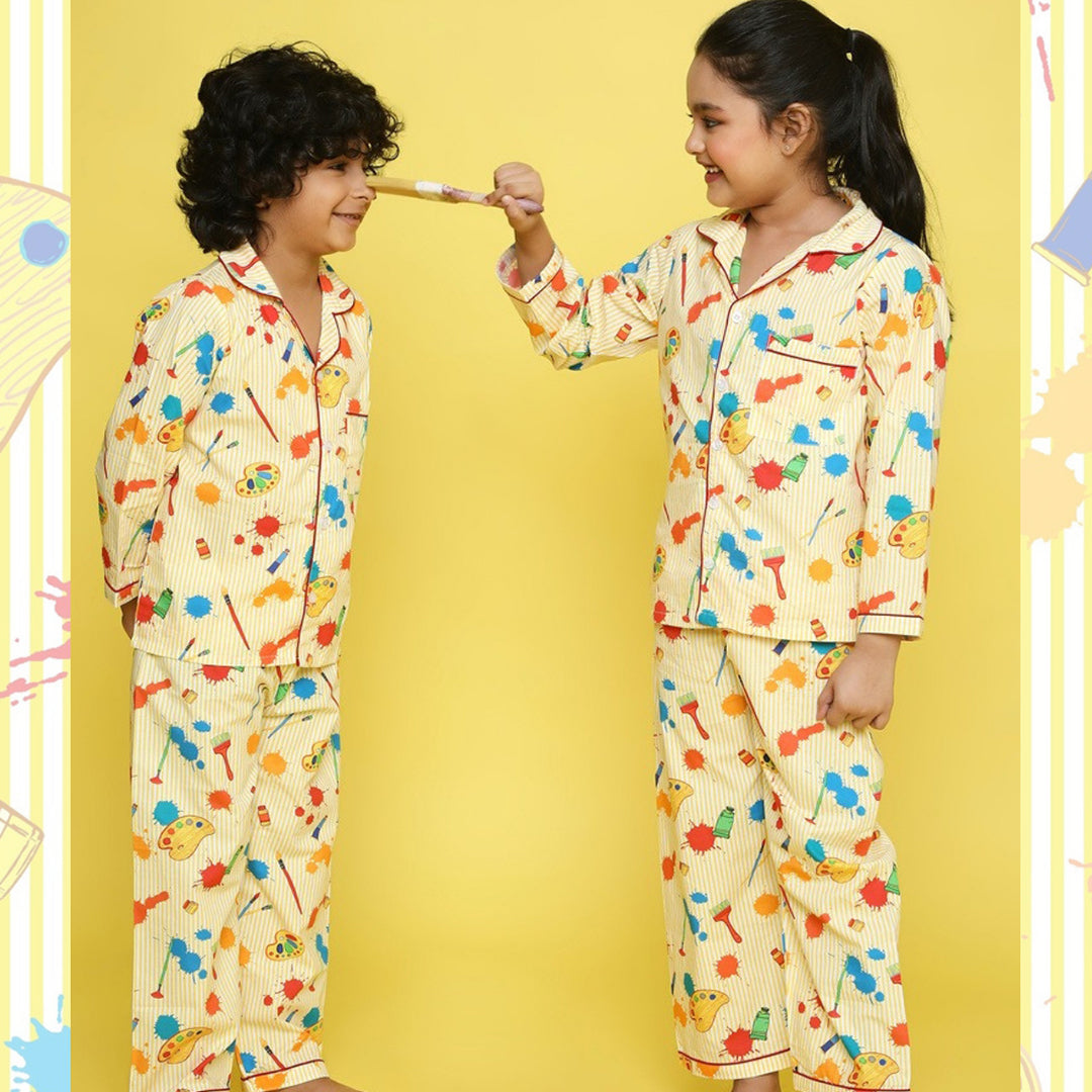 Colours & Paints Printed Night Suit for Kids