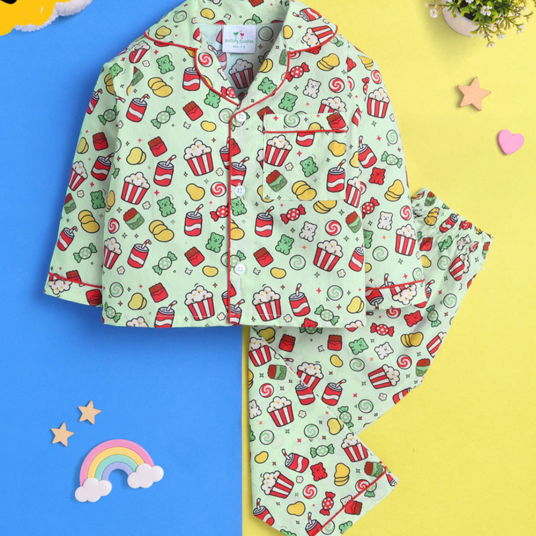 Popcorns & Candies Printed Night Suit for Kids
