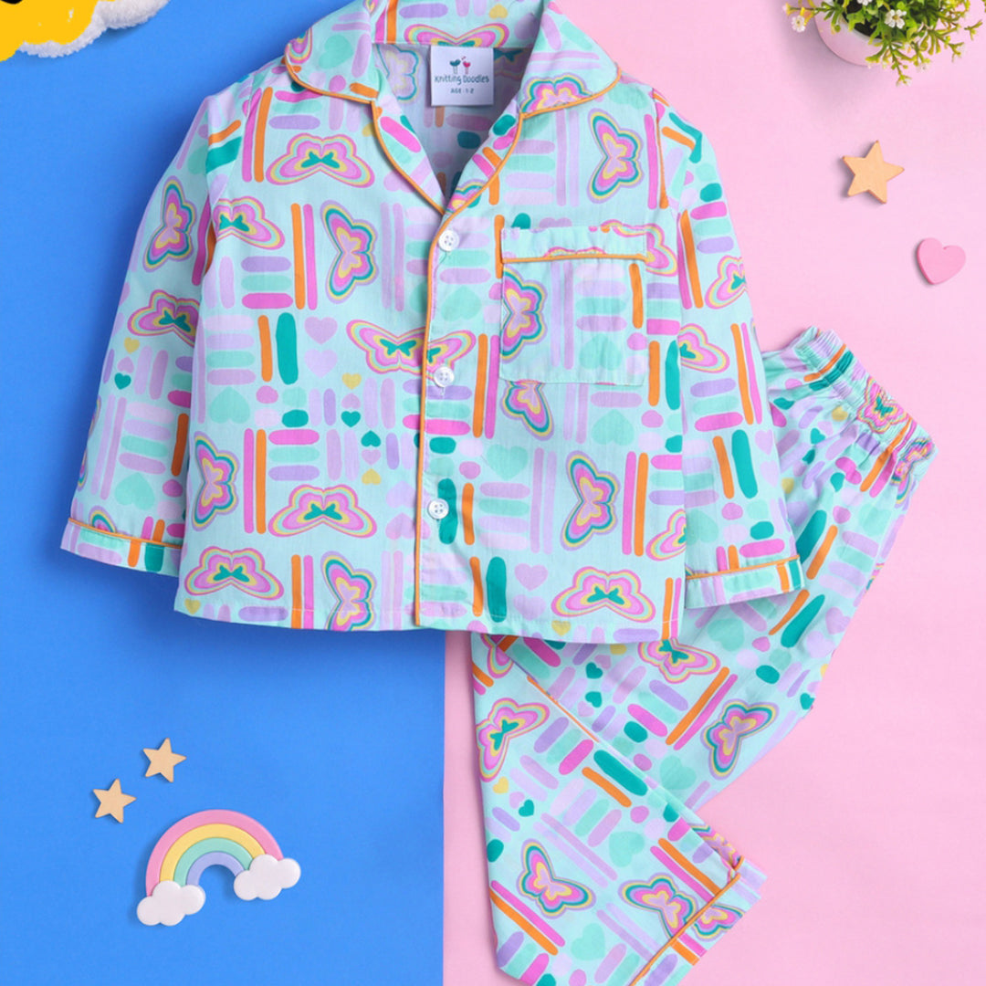 Butterfly Printed Night Suit for Kids
