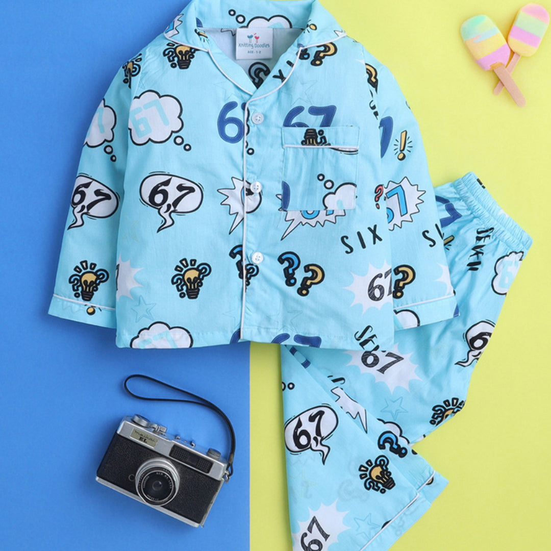 Six Seven Printed Night Suit for Kids