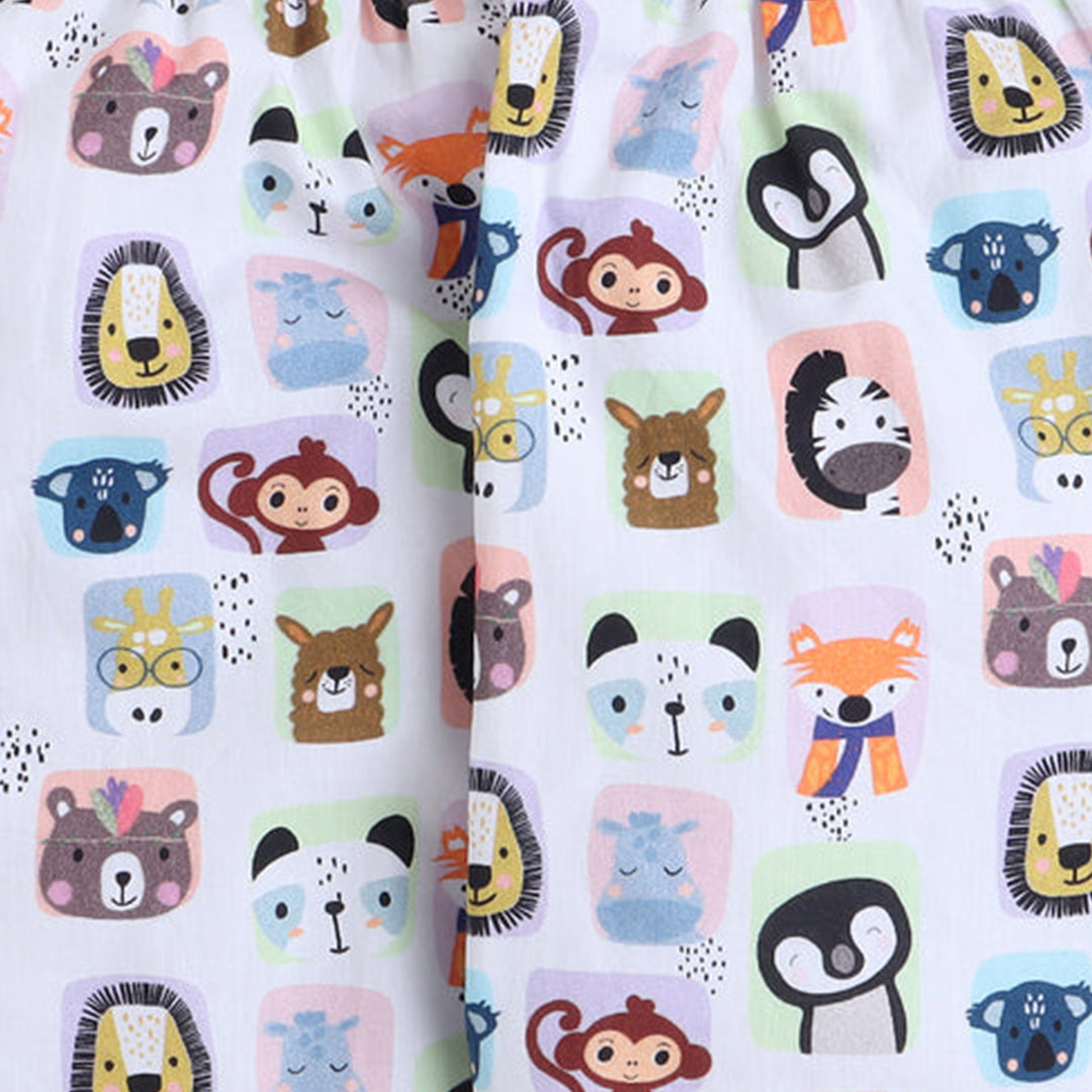 Animal Faces Print Nightsuit