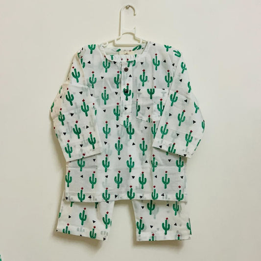 Cactus Printed Mul Nightsuit