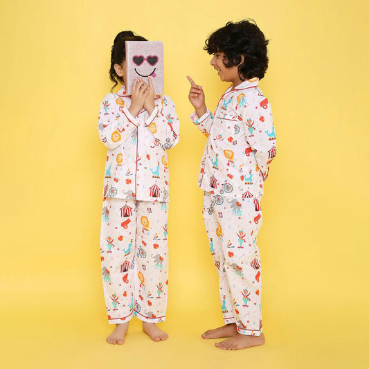Unisex Kids Printed Circus Pure Cotton Night suit