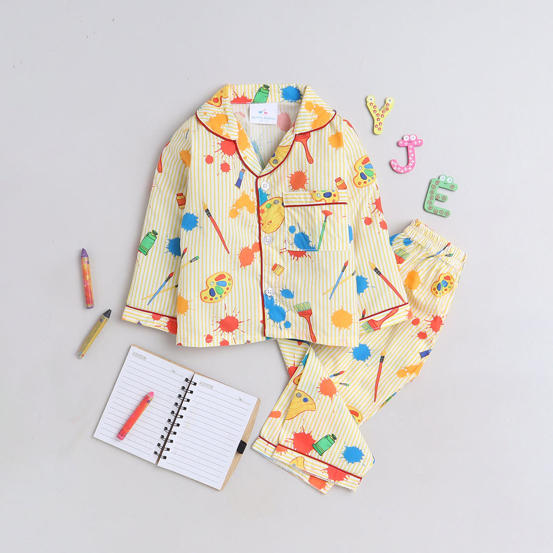 Colors & Brush Print Nightsuit