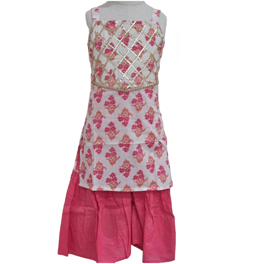 Pink Sleeves Sharara With Gota Detailing