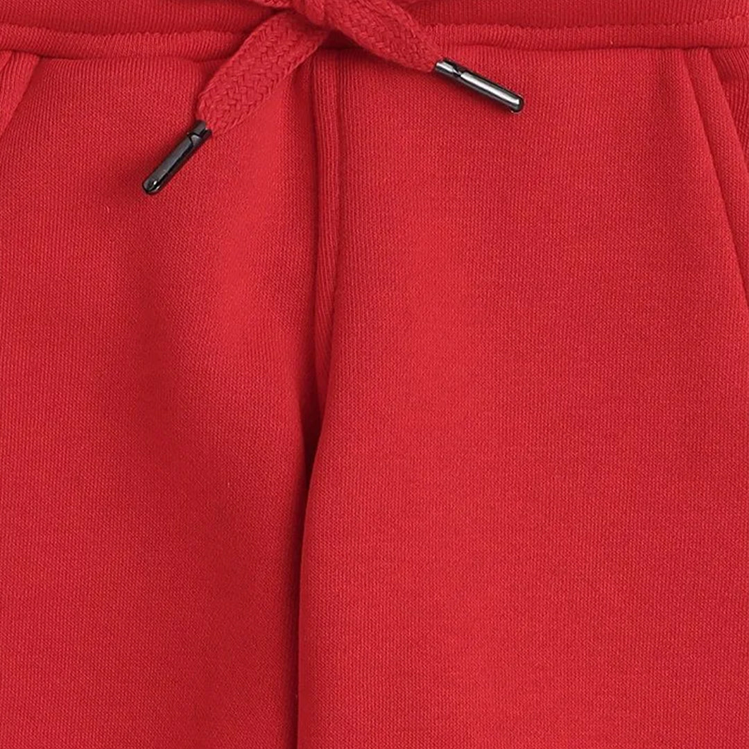 Unisex Full Sleeves Lego Puzzle Printed Warm Fleece Joggers Set - Red