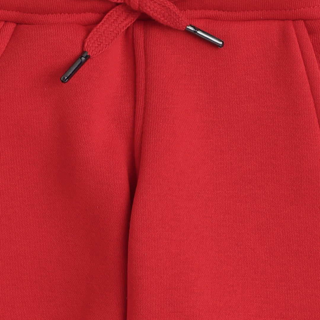 Unisex Full Sleeves Placement Cupcake Printed & Pom Pom Detailed Fleece Jogger Set - Red