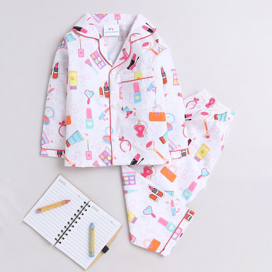 Girls Printed Conversational Make Up Pure Cotton Night suit