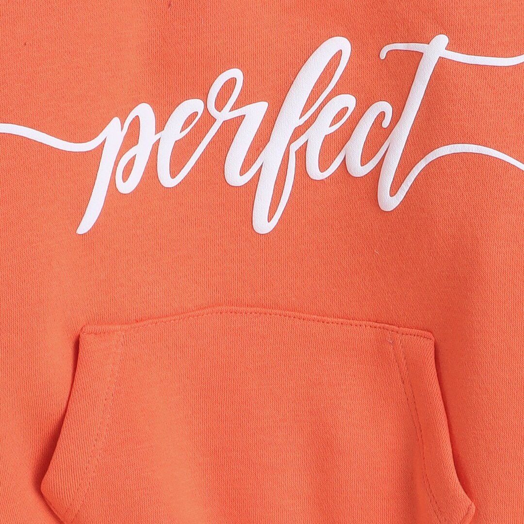 Knitting Doodles Kids' Orange Sweatshirt with Warm Fleece & Puff Print