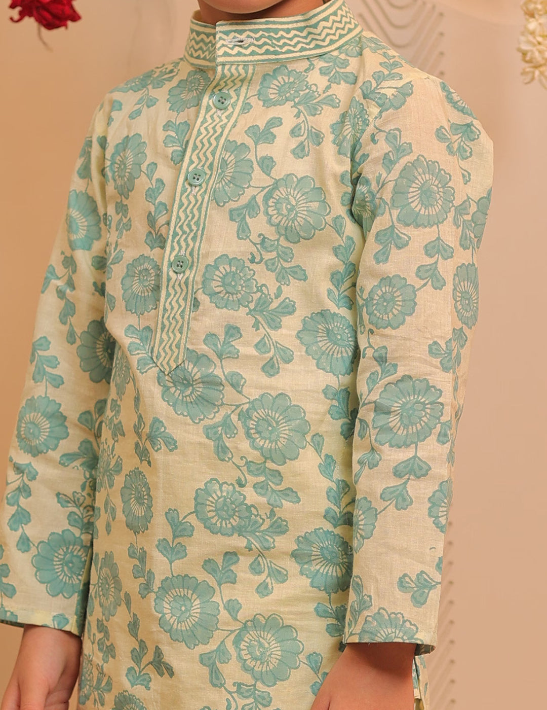 Lemon Yellow and Aqua Blue Kurta Pyjama
