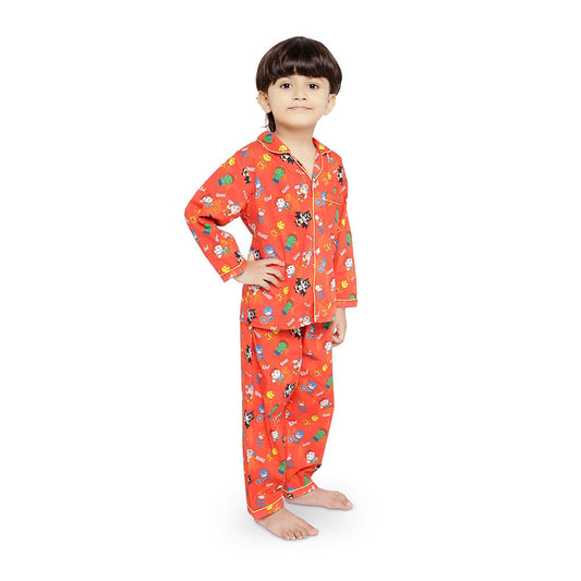 Little Superheros Themed Print Night Suit