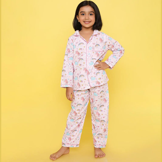 Unicorn Light Pink Print Nightsuit
