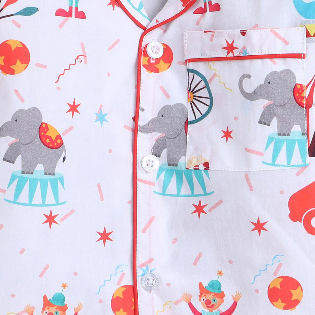 Unisex Kids Printed Circus Pure Cotton Night suit