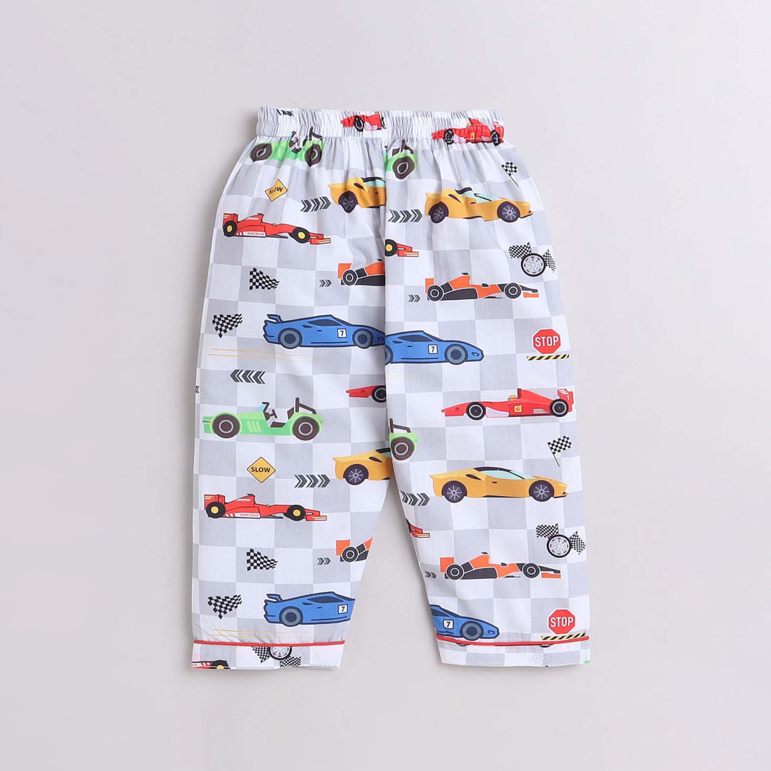 Unisex Kids Printed Racing Car Pure Cotton Night suit