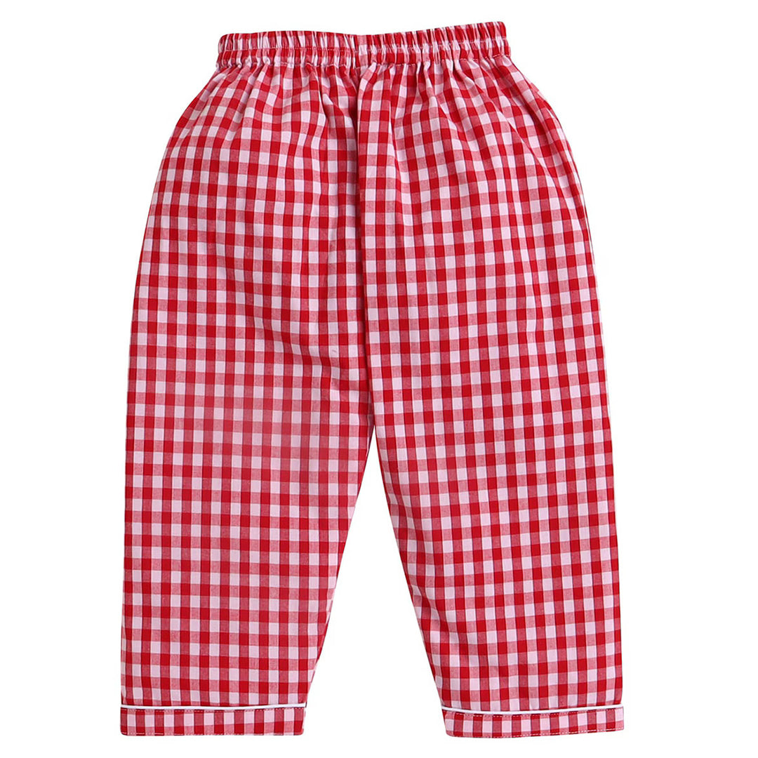 Unisex Kids Red & Off White Checked Night suit