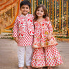 Floral Red Cotton Sharara Set for Girls