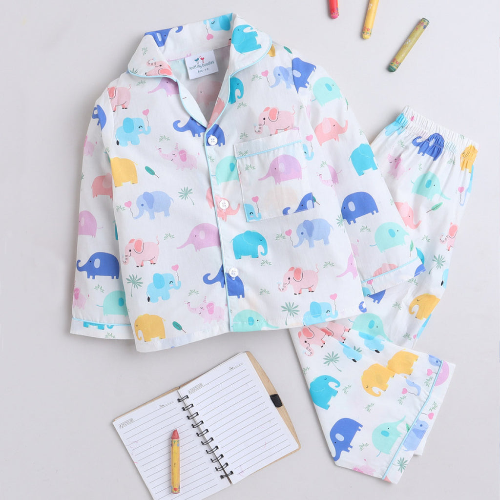 Elephants Theme Full sleeve Night Suit