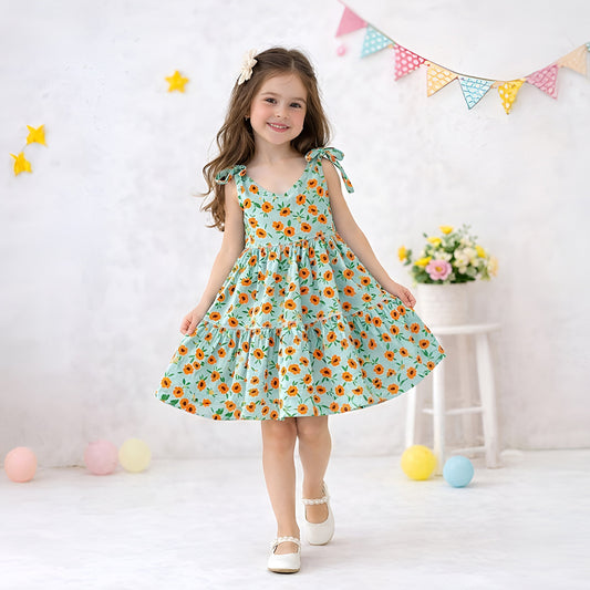 Soft Blue Floral Dress for Girls