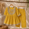 Yellow Bandhini Print Cotton Kurta Set for Girls