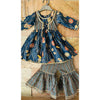 English Blue Kurta with Attached Yoke Jacket & Sharara for Girls