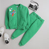 Unisex Full Sleeves Plane Printed Warm Fleece Jacket & Joggers - Green
