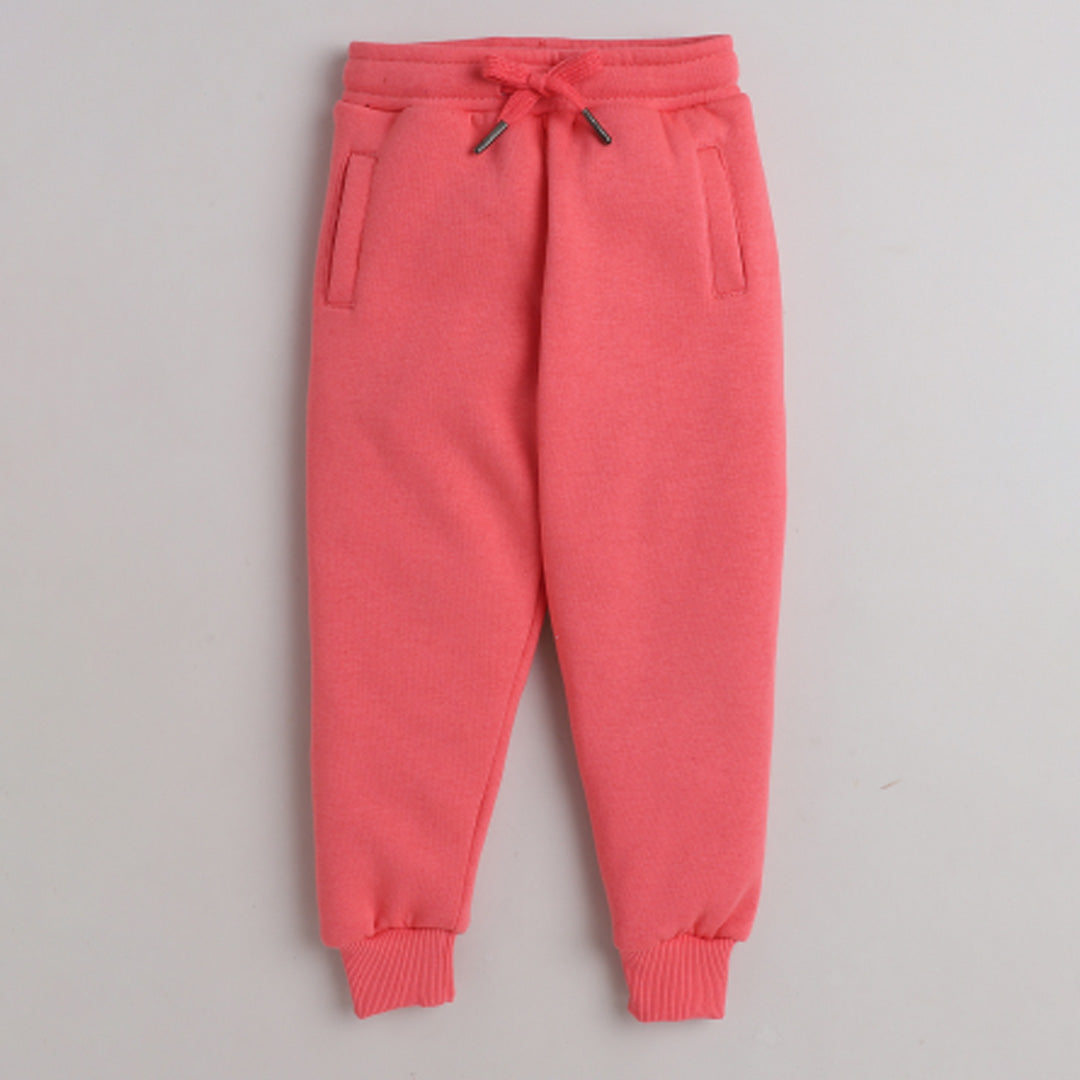 Unisex Full Sleeves Dramatic Printed Warm Fleece Jacket & Joggers - Rosy Pink