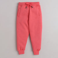 Unisex Full Sleeves Dramatic Printed Warm Fleece Jacket & Joggers - Rosy Pink