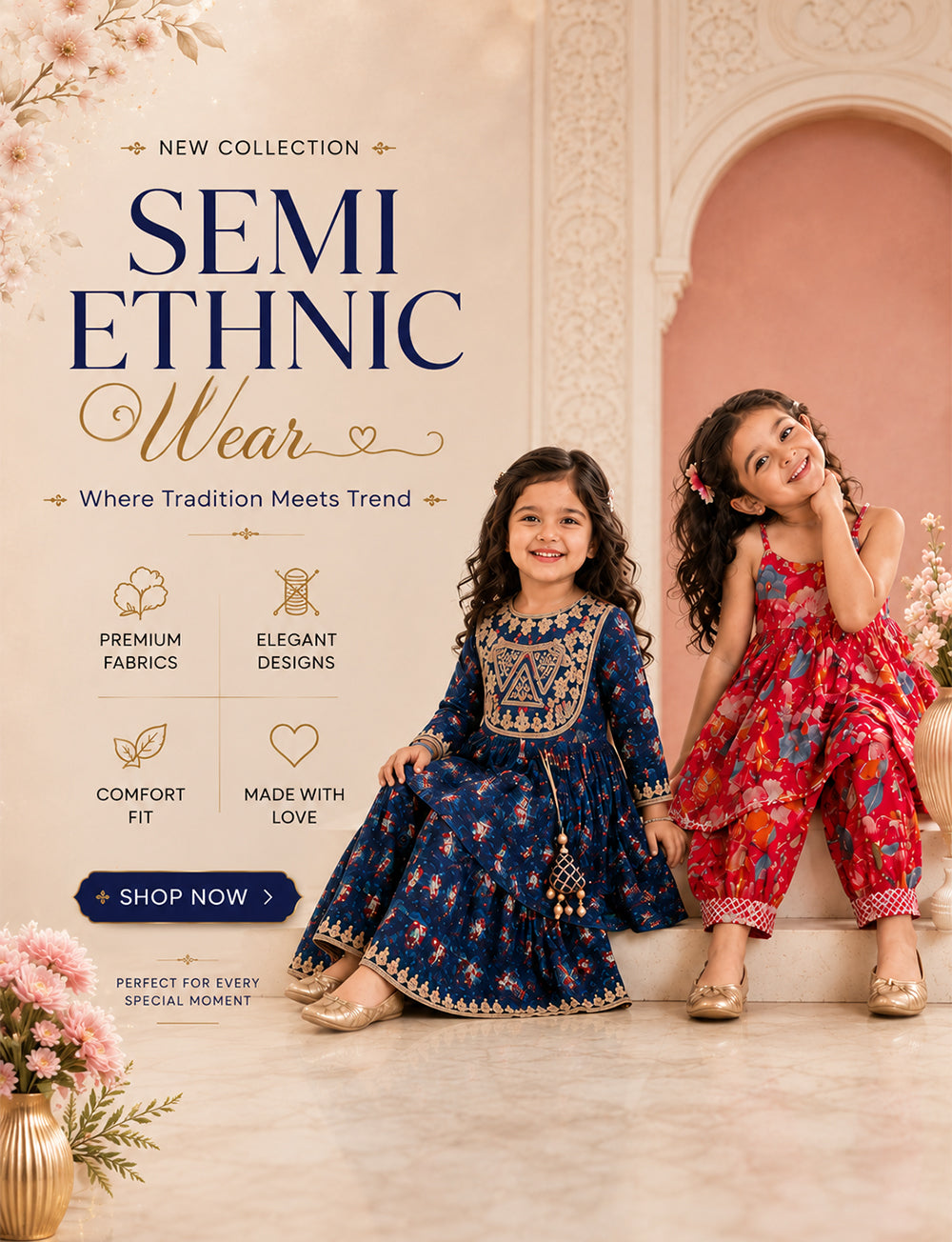 Girls Semi Ethnic Wear