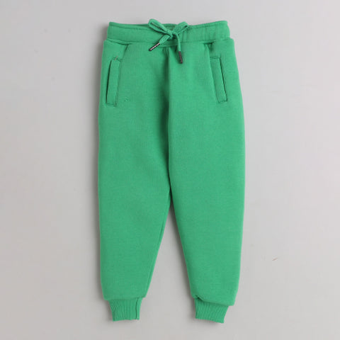 Unisex Full Sleeves Make a wish Printed Warm Fleece Jacket & Joggers - Green