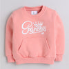 Girls Full Sleeves Princess Printed Warm Fleece Jacket & Joggers - Baby Pink