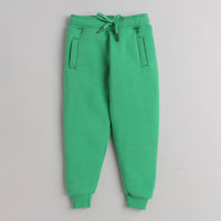 Unisex Full Sleeves Printed Warm Fleece Jacket & Joggers - Green