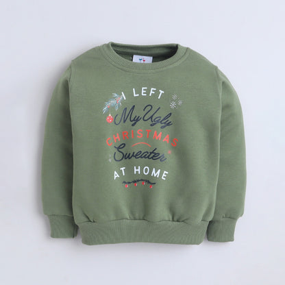 Unisex Full Sleeves Printed Warm Fleece Sweatshirt & Joggers - Sage