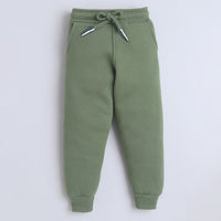 Unisex Full Sleeves Hero Printed Warm Fleece Sweatshirt & Joggers - Sage