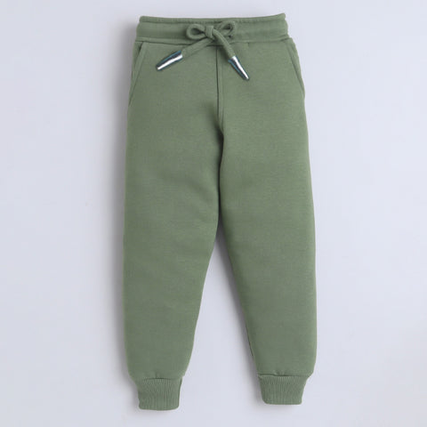 Unisex Full Sleeves Hero Printed Warm Fleece Sweatshirt & Joggers - Sage