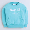 Unisex Full Sleeves Mama's Boy Printed Jacket - Ocean Blue