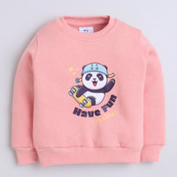 Unisex Full Sleeves Panda Printed Warm Fleece Jacket & Joggers - Baby Pink