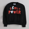 Girls Full Sleeves Girls Power Printed Jacket - Black