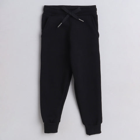 Unisex Full Sleeves Football Printed Warm Fleece Jacket & Joggers - Black