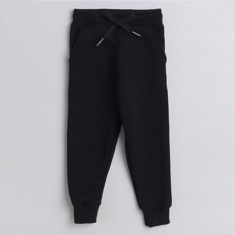 Unisex Full Sleeves Space Printed Warm Fleece Jacket & Joggers - Black