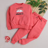 Unisex Full Sleeves Dramatic Printed Warm Fleece Jacket & Joggers - Rosy Pink