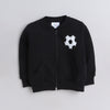 Unisex Full Sleeves Football Printed Warm Fleece Jacket & Joggers - Black