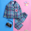 Unisex Checks Night Suit with Girl Power Embroidery On Pocket